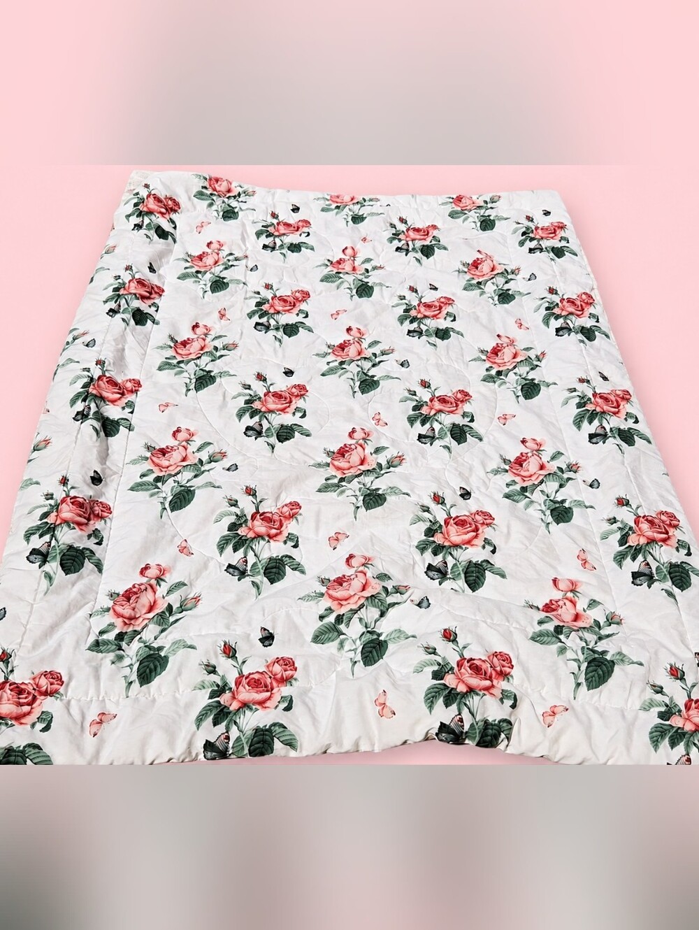 VTG WestPoint Stevens Twin Comforter Pink Roses Shabby Chic Floral Cottagecore